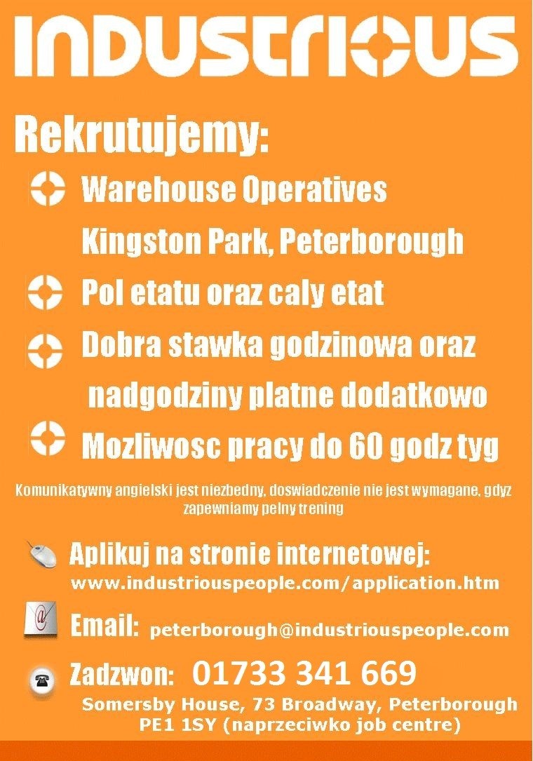 industrious peterborough praca magazyn nowa